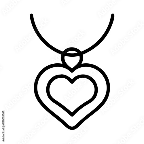 heart locket Outline Icon, valentine icon - Black outline icon of heart locket symbolizing valentines day, holidays, and festive in simple design 