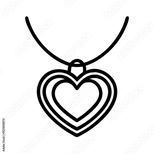 heart locket Outline Icon, valentine icon - Black outline icon of heart locket symbolizing valentines day, holidays, and festive in simple design 