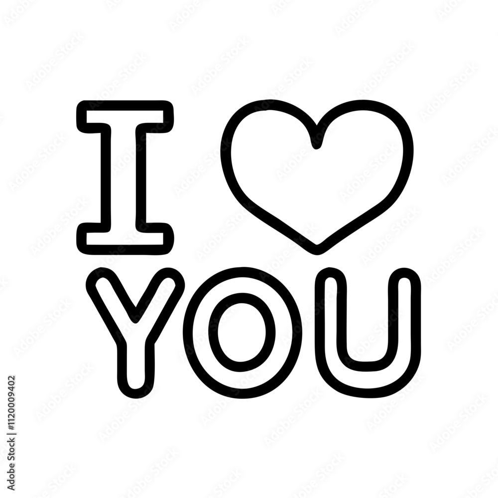 i love you text Outline Icon, valentine icon - Black outline icon of i love you text symbolizing valentines day, holidays, and festive in simple design i love you text Outline Icon, valentine icon - Black outline icon of i love you text symbolizing valentines day, holidays, and festive in simple design