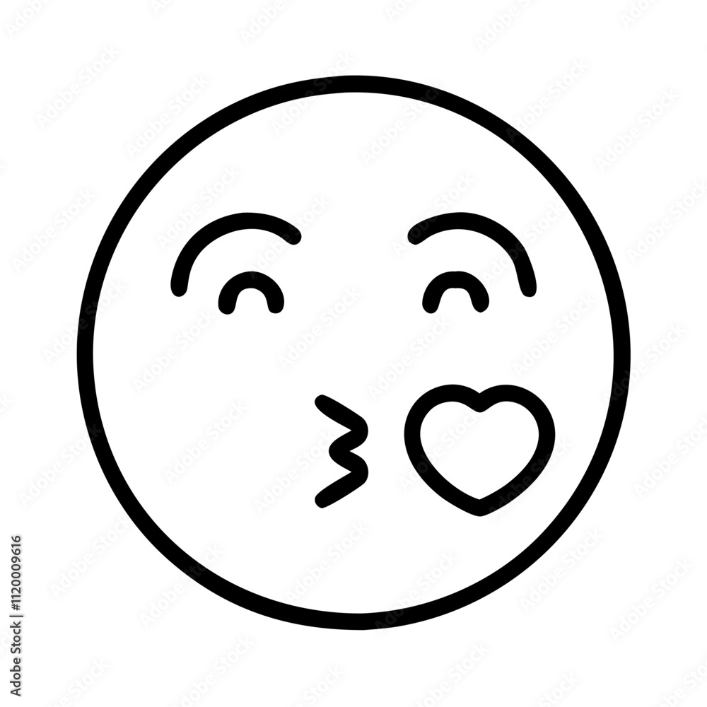 kiss emoji Outline Icon, valentine icon - Black outline icon of kiss emoji symbolizing valentines day, holidays, and festive in simple design kiss emoji Outline Icon, valentine icon - Black outline icon of kiss emoji symbolizing valentines day, holidays, and festive in simple design