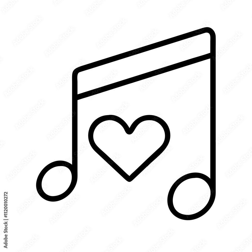 love song note Outline Icon, valentine icon - Black outline icon of love song note symbolizing valentines day, holidays, and festive in simple design love song note Outline Icon, valentine icon - Black outline icon of love song note symbolizing valentines day, holidays, and festive in simple design