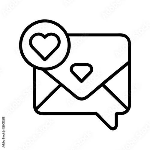 love message Outline Icon, valentine icon - Black outline icon of love message symbolizing valentines day, holidays, and festive in simple design 