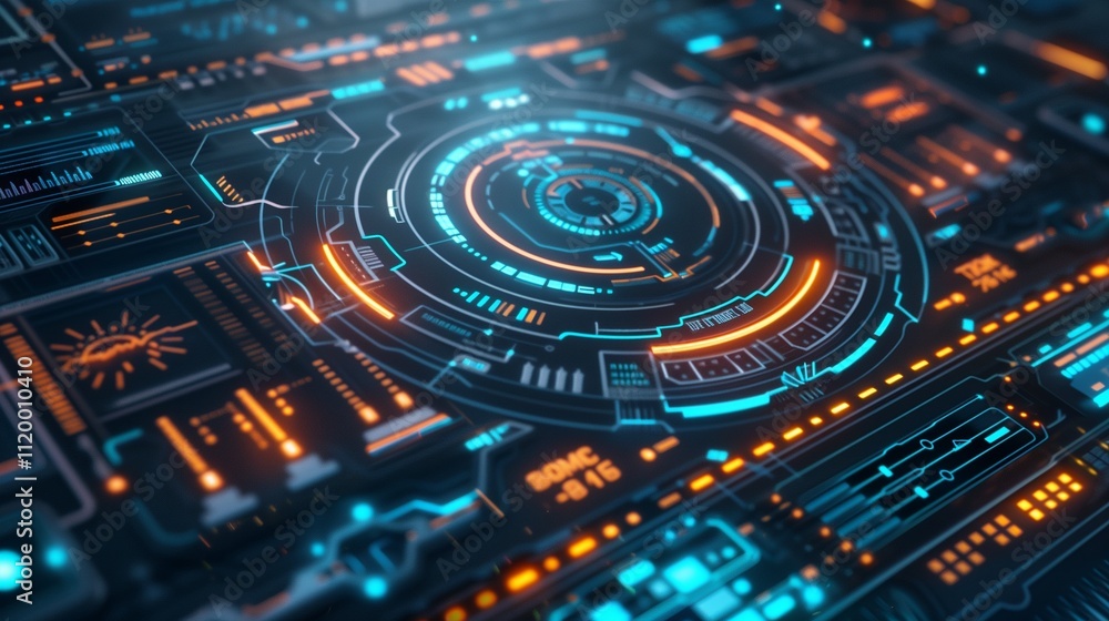 A high-resolution image of a futuristic digital interface with holographic elements A high-resolution image of a futuristic digital interface with holographic elements