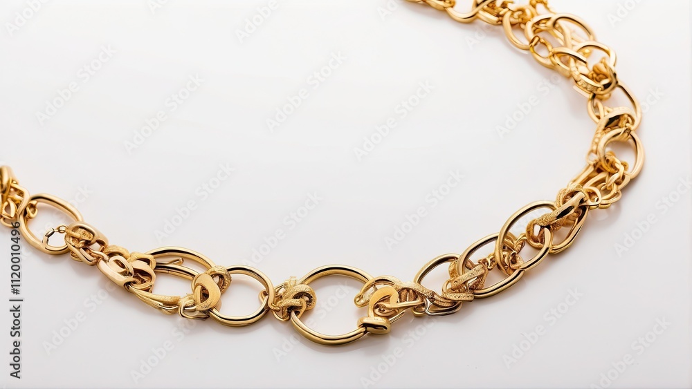 Gold hand chain isolated on a white backdrop. Gold hand chain isolated on a white backdrop.