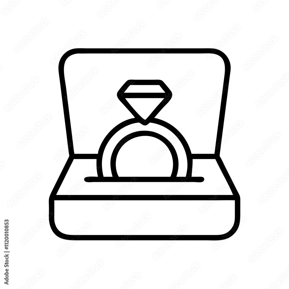 ring in box Outline Icon, valentine icon - Black outline icon of ring in box symbolizing valentines day, holidays, and festive in simple design ring in box Outline Icon, valentine icon - Black outline icon of ring in box symbolizing valentines day, holidays, and festive in simple design