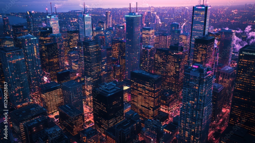 Obraz premium Glistening Evening Cityscape