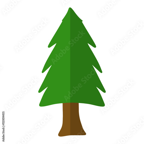 Pine tree vector illustration. Flat pine tree cartoon illustration.