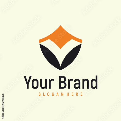 letter v shield logo design element vector template