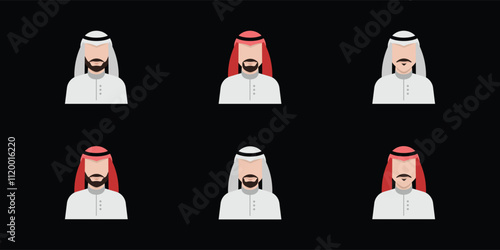 Saudi businessman in different styles on solid background