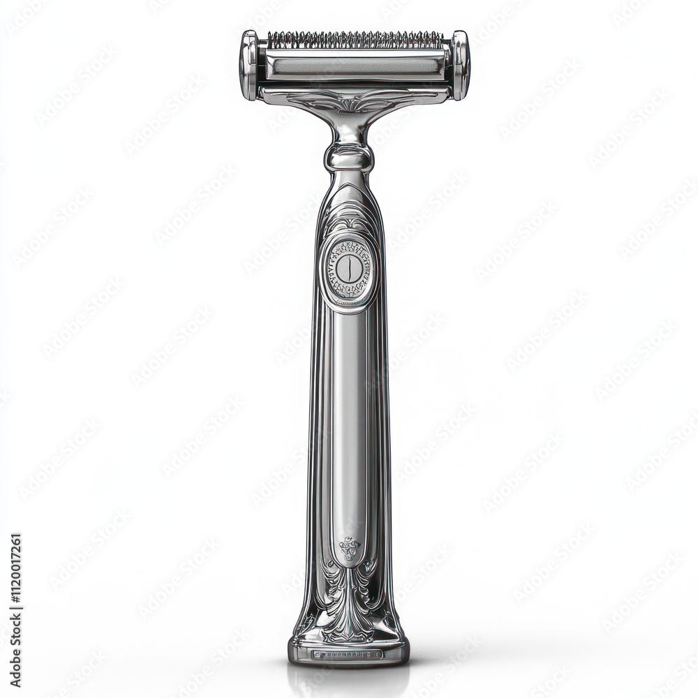 A sleek, metallic razor designed for shaving with a modern aesthetic.