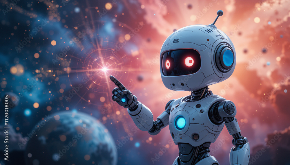 Fototapeta premium smile cute robot isolated background