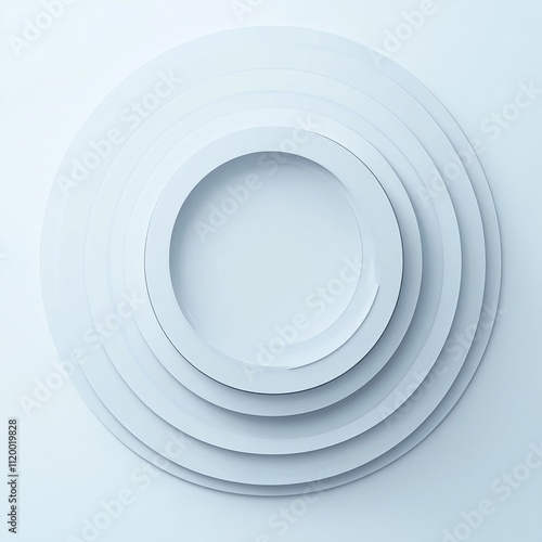 Circle White Futuristic Background, Overlap Layer. Abstract Smooth Radial Business Illustration, Vector Illustration