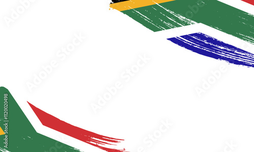 south african Flag with Brush Stroke Effect, Grunge brush stroke. Watercolor painting flag