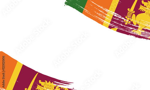 sri lanka Flag with Brush Stroke Effect, Grunge brush stroke. Watercolor painting flag