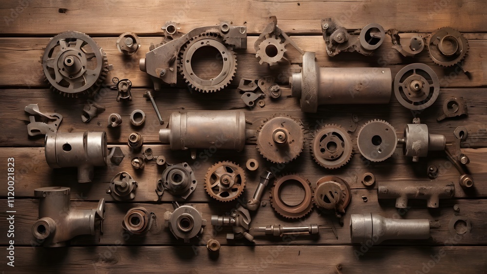 Close-Up of Mechanical Parts in a Historical Workshop Close-Up of Mechanical Parts in a Historical Workshop