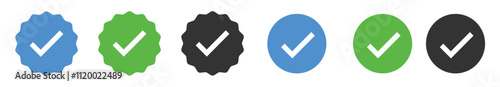 Profile verification check marks icon. Approved illustration symbol. Sticker ok vector.