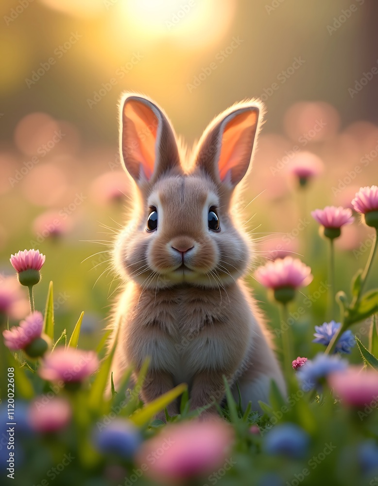 Obraz premium Cute happy bunny 3D cartoon