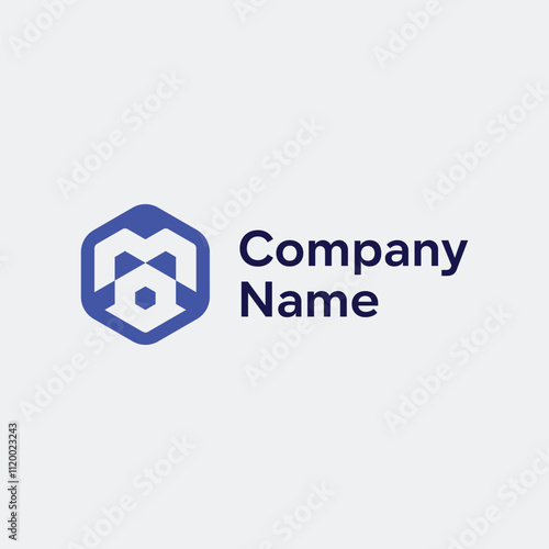 Modern geometric logo featuring the letters M and O interwoven within a hexagonal shape, highlighted by vibrant blue colors. Ideal for branding in tech and consultancy firms.