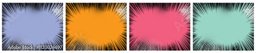 Halftone Sunburst Comic Book Background.