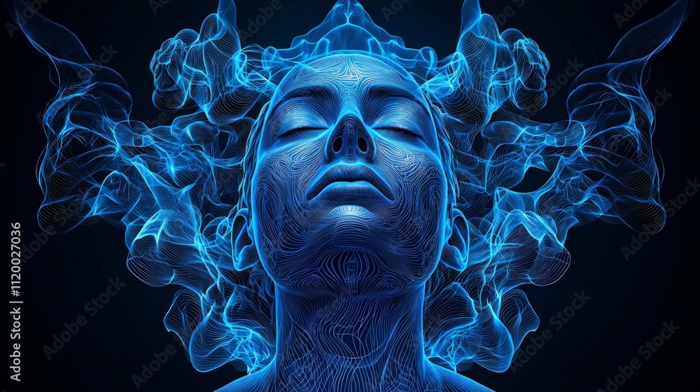 Fototapeta premium Inner Peace A Woman Embraced by Energy