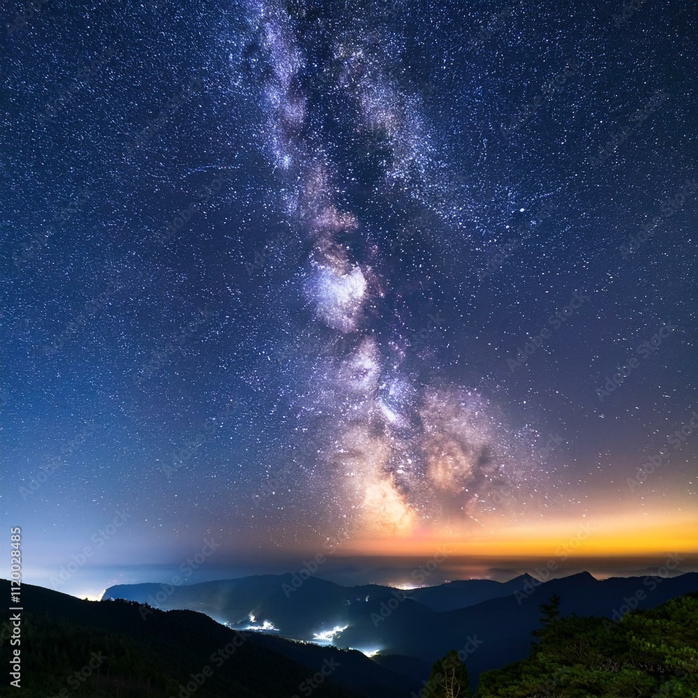 Galaxy sunrise over the mountains Generated image Galaxy sunrise over the mountains Generated image