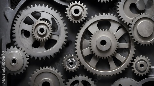 Wallpaper Mural Close-Up of Interlocking Metal Gears in Industrial Machinery Torontodigital.ca