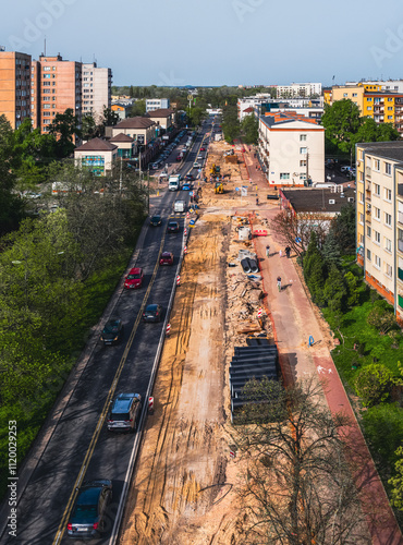 Road construction in the city