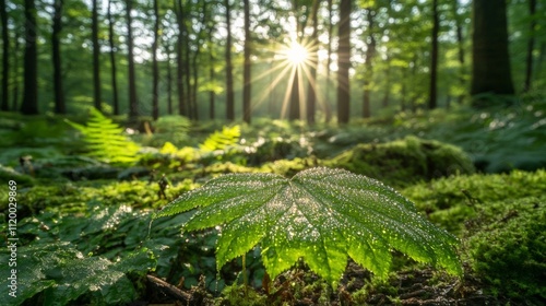 Sunlight Filters Through Forest Leaves in a Beautiful Natural Scene