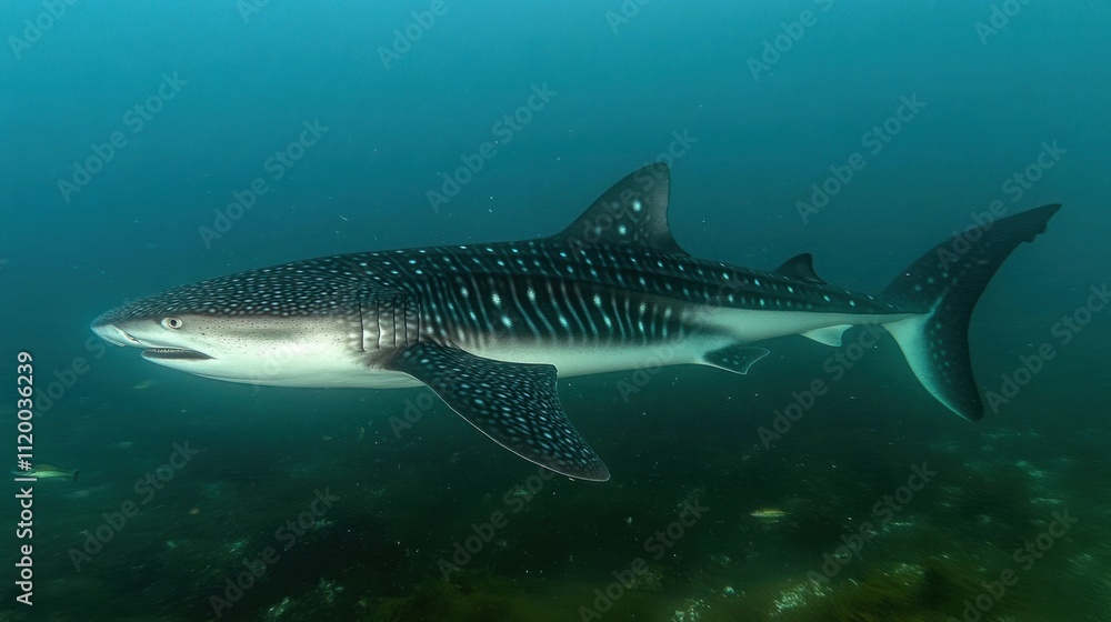 Fototapeta premium Whale shark swimming in ocean.
