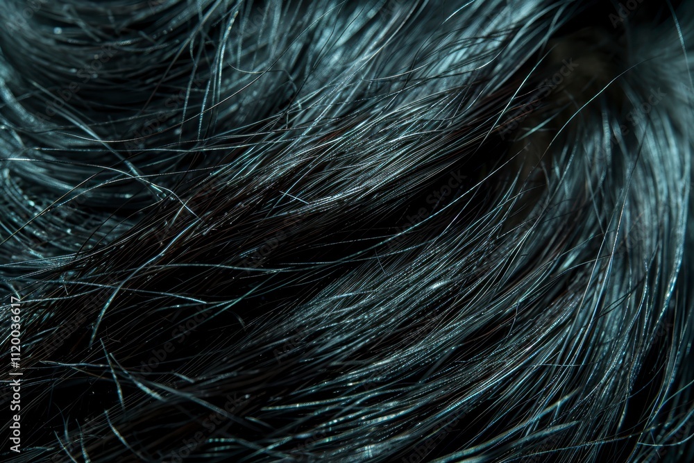 Obraz premium Close up Dark Shiny Hair Texture Beauty Glossy Strands Background