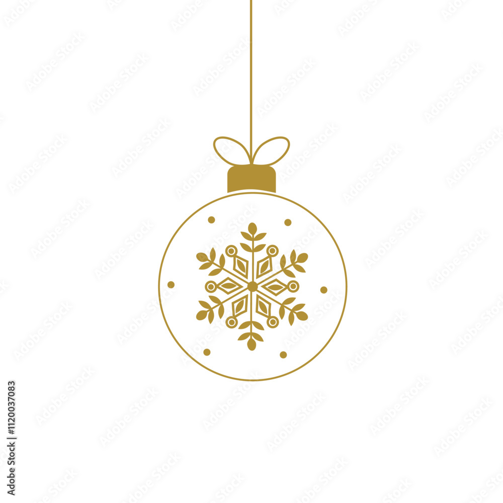 Hanging christmas ball with snowflake,line ball vector Hanging christmas ball with snowflake,line ball vector