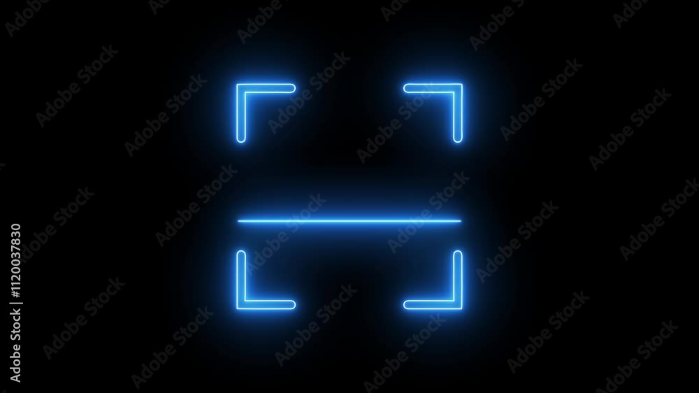 A neon scanner icon displays a glowing, sleek representation of a barcode or QR code scanner, with light beams or digital lines, symbolizing technology, scanning. A neon scanner icon displays a glowing, sleek representation of a barcode or QR code scanner, with light beams or digital lines, symbolizing technology, scanning.