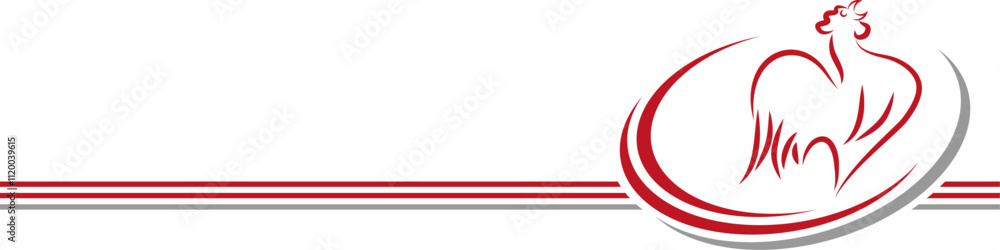Obraz premium Hahn und Kreise in rot, Hahn, Hahn Hintergrund, Chicken, Logo