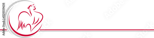 Hahn und Kreise in rot, Hahn, Hahn Hintergrund, Chicken, Logo