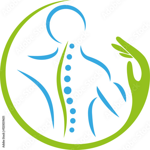 Person und Hand, Orthopädie, Chiropraktiker, Heilpraktiker, Logo, Icon	
