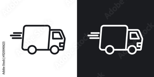 Fast shipping delivery truck icons. vector set in black colors