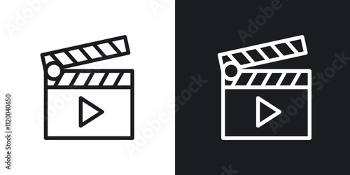 Film clapperboard icons. vector set in black colors