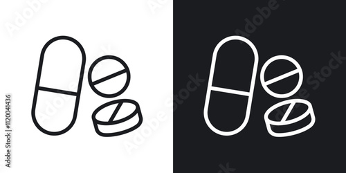 Pills icons. vector set in black colors