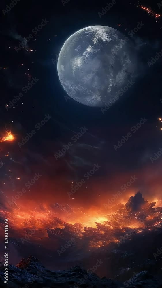 Full Moon Rising Over Dramatic Clouds at Twilight Full Moon Rising Over Dramatic Clouds at Twilight
