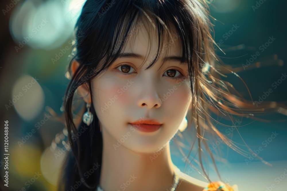 Beautiful young Asian woman with black hair and brown eyes. Beautiful young Asian woman with black hair and brown eyes.