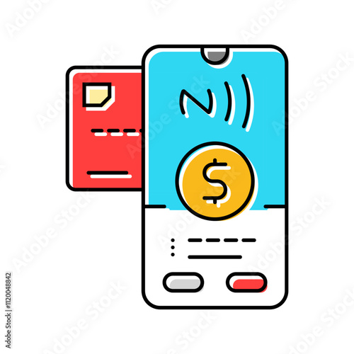 phone tapping card nfc technology color icon vector. phone tapping card nfc technology sign. isolated symbol illustration