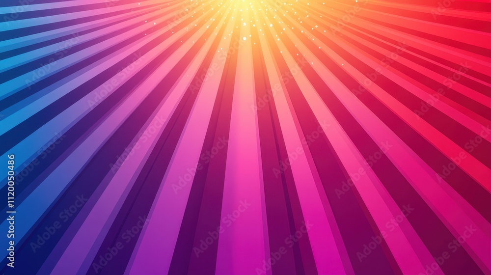 Obraz premium Vibrant Radiating Background with Rays in Bright Colors of Red, Pink, and Blue
