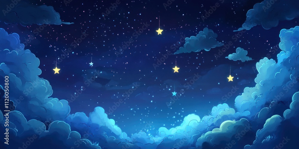 Fototapeta premium Night Sky Cloudscape With Dangling Stars