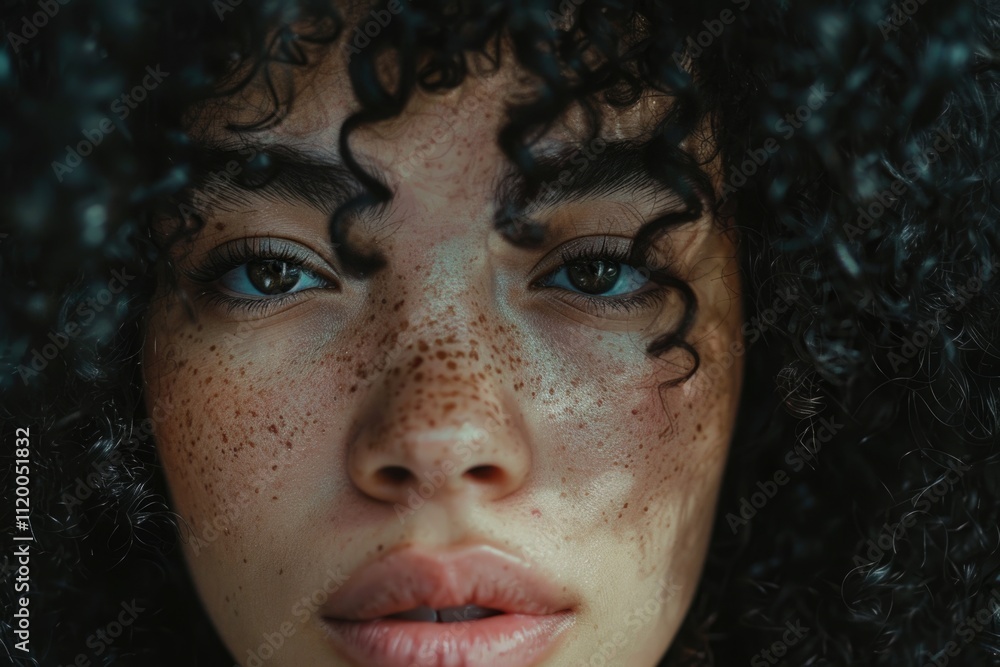 Close up portrait of attractive Asian girl with curly hair. Close up portrait of attractive Asian girl with curly hair.