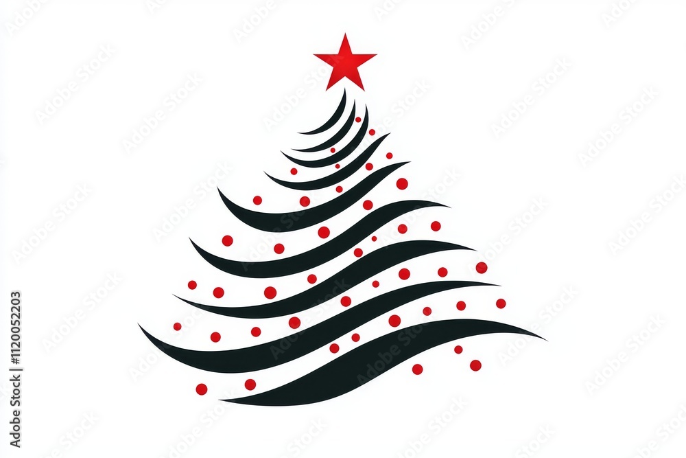 A line art illustration of a New Year tree in a continuous line style, featuring a Christmas tree adorned with red ornaments. The black linear design is isolated on a white background. A line art illustration of a New Year tree in a continuous line style, featuring a Christmas tree adorned with red ornaments. The black linear design is isolated on a white background.