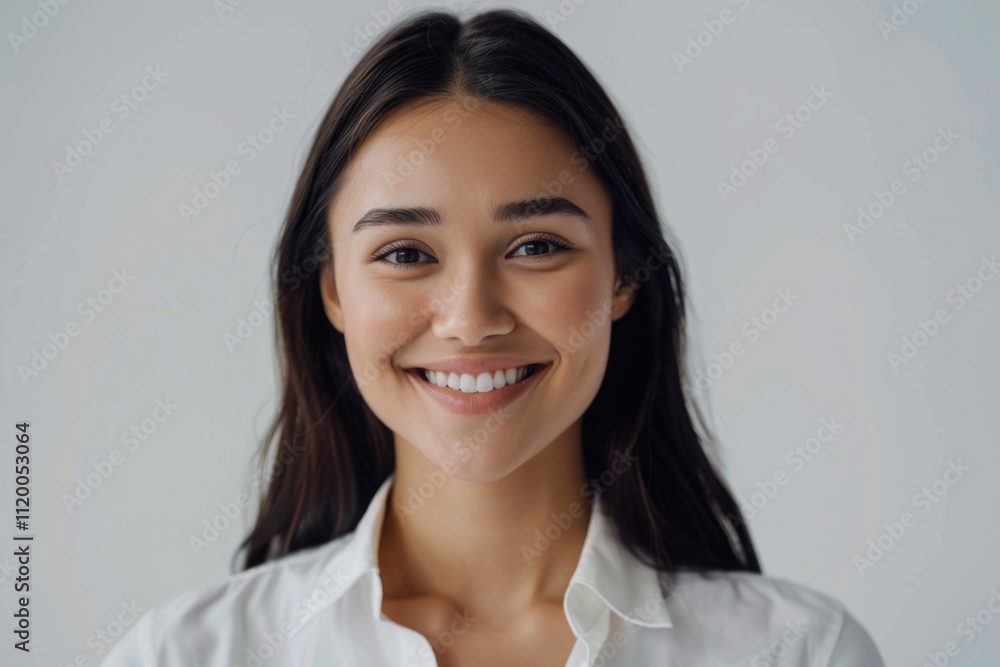 Portrait of smiling young woman with Asian appearance. Portrait of smiling young woman with Asian appearance.