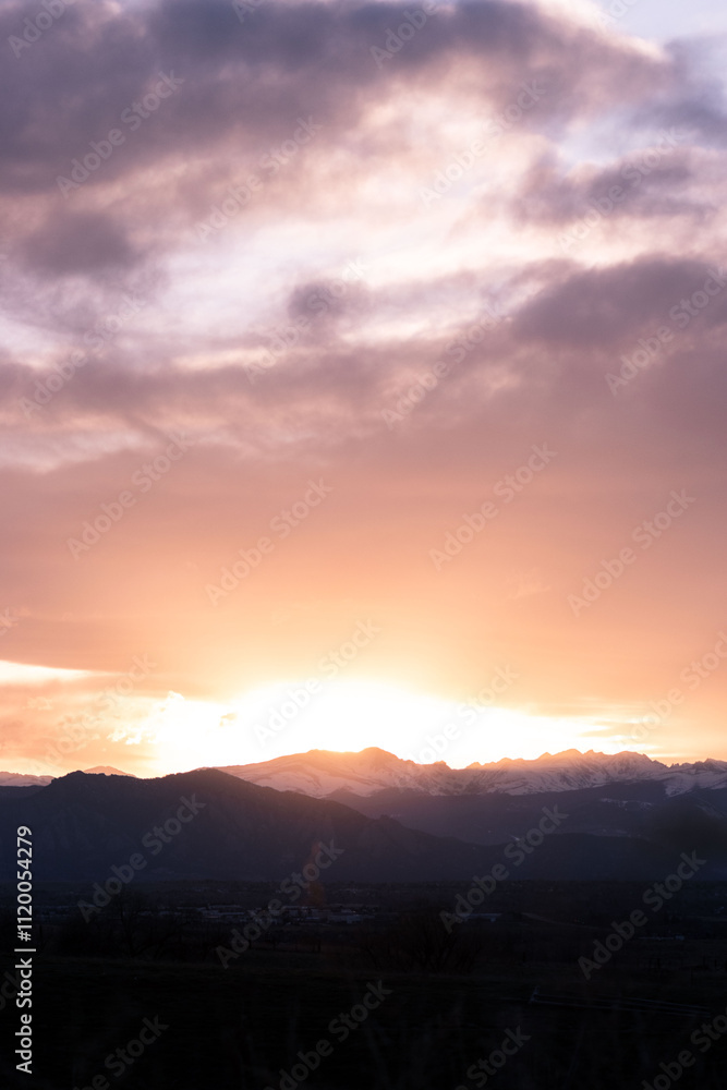 Blossoms and Peaks: A Vibrant Spring Sunset in the Rockies Blossoms and Peaks: A Vibrant Spring Sunset in the Rockies
