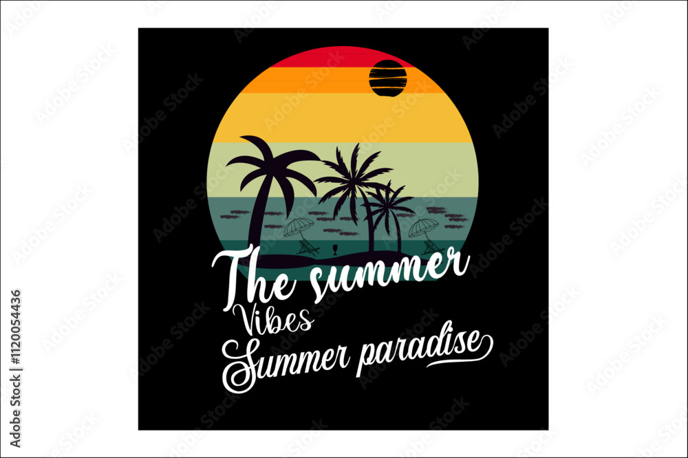 Naklejka premium the summer vibes summer paradise summer holiday poster
