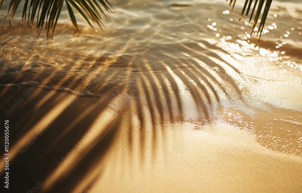 Tranquil Water's Edge with Gentle Waves and Soft Shadows on Golden Sand Tranquil Water's Edge with Gentle Waves and Soft Shadows on Golden Sand