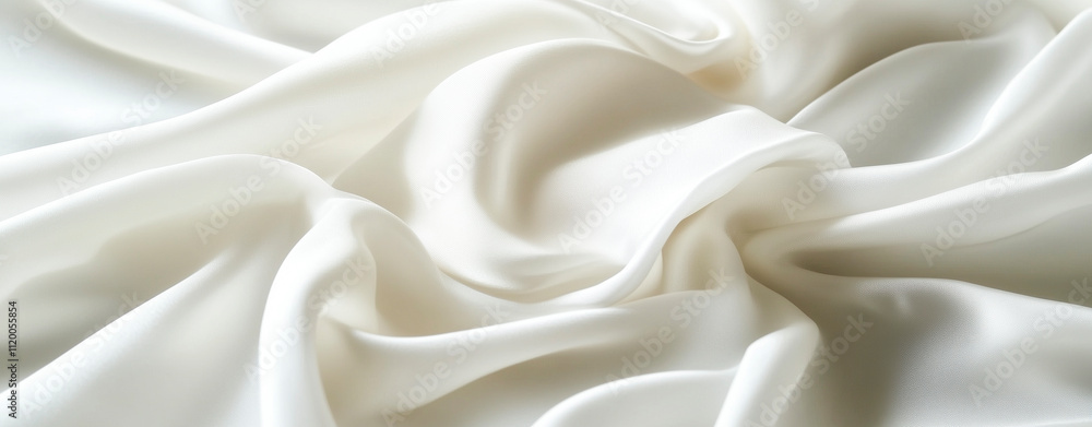 Background of smooth white silk fabric with elegant folds and flowing texture. Background of smooth white silk fabric with elegant folds and flowing texture.